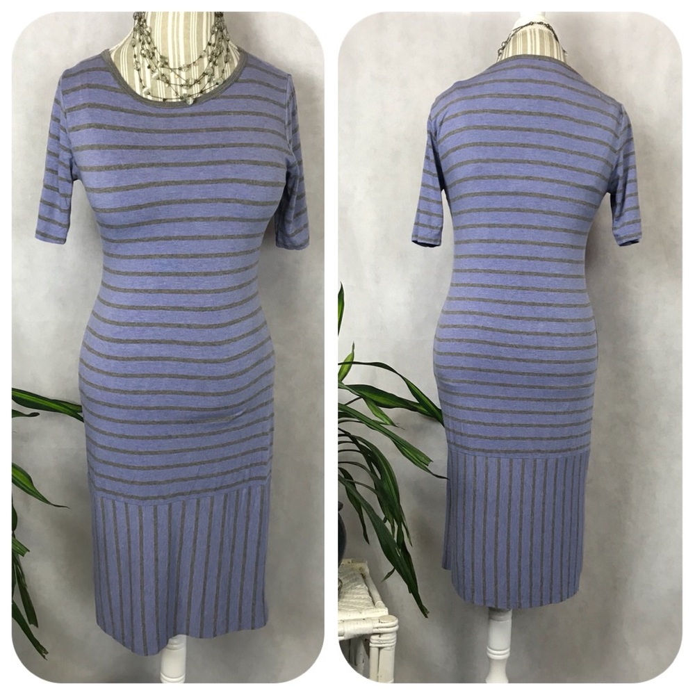 LulaRoe the Jula Dress Short Sleeve Striped Med